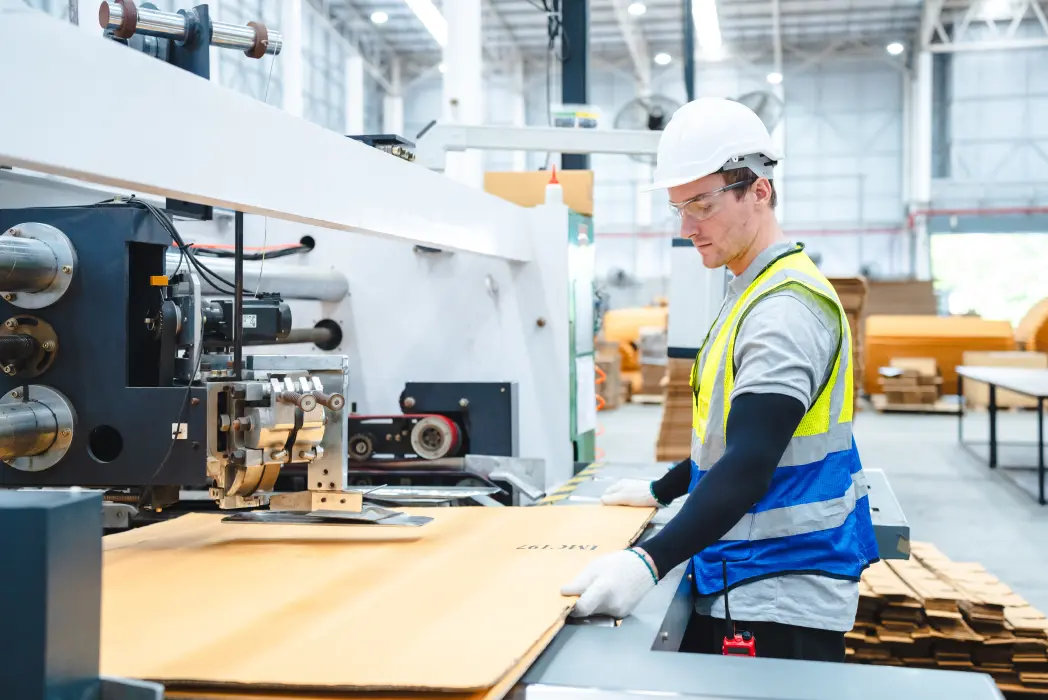 A man operating a machine