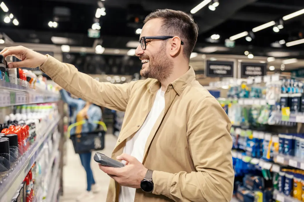 Man choosing products in a shop