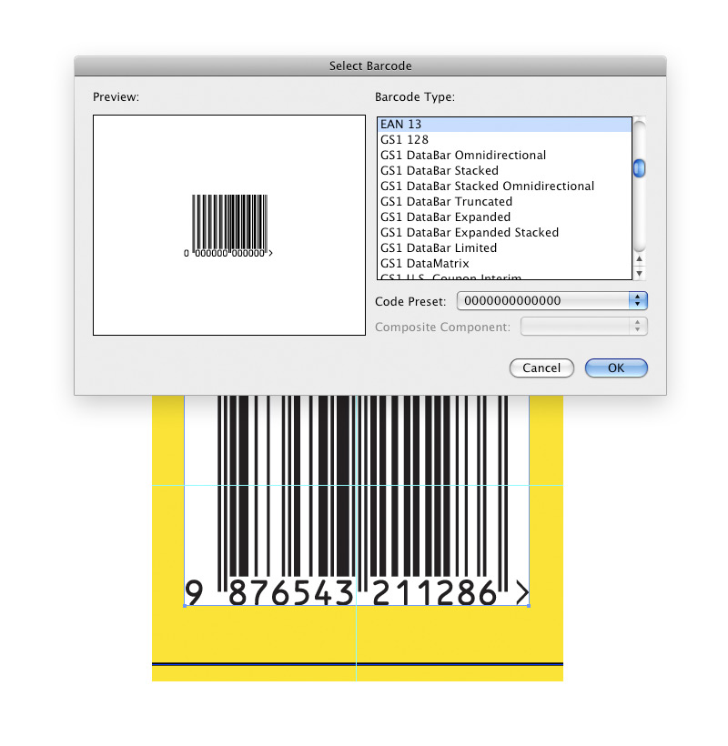 screenshot of dynamic content working with a barcode