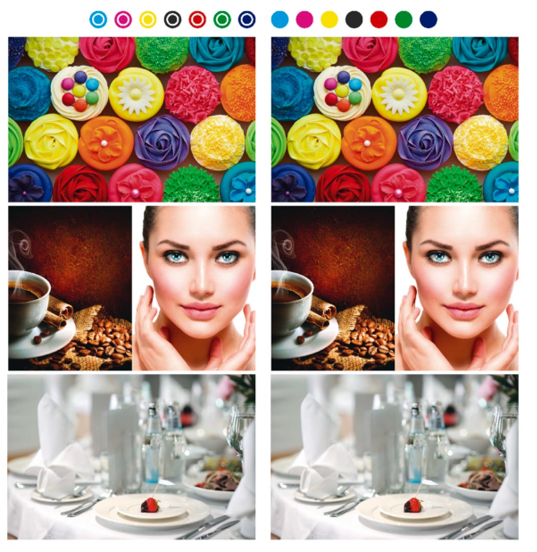 Images have more color saturation (more colorful) with more detail