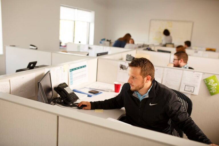 man in a cubicle