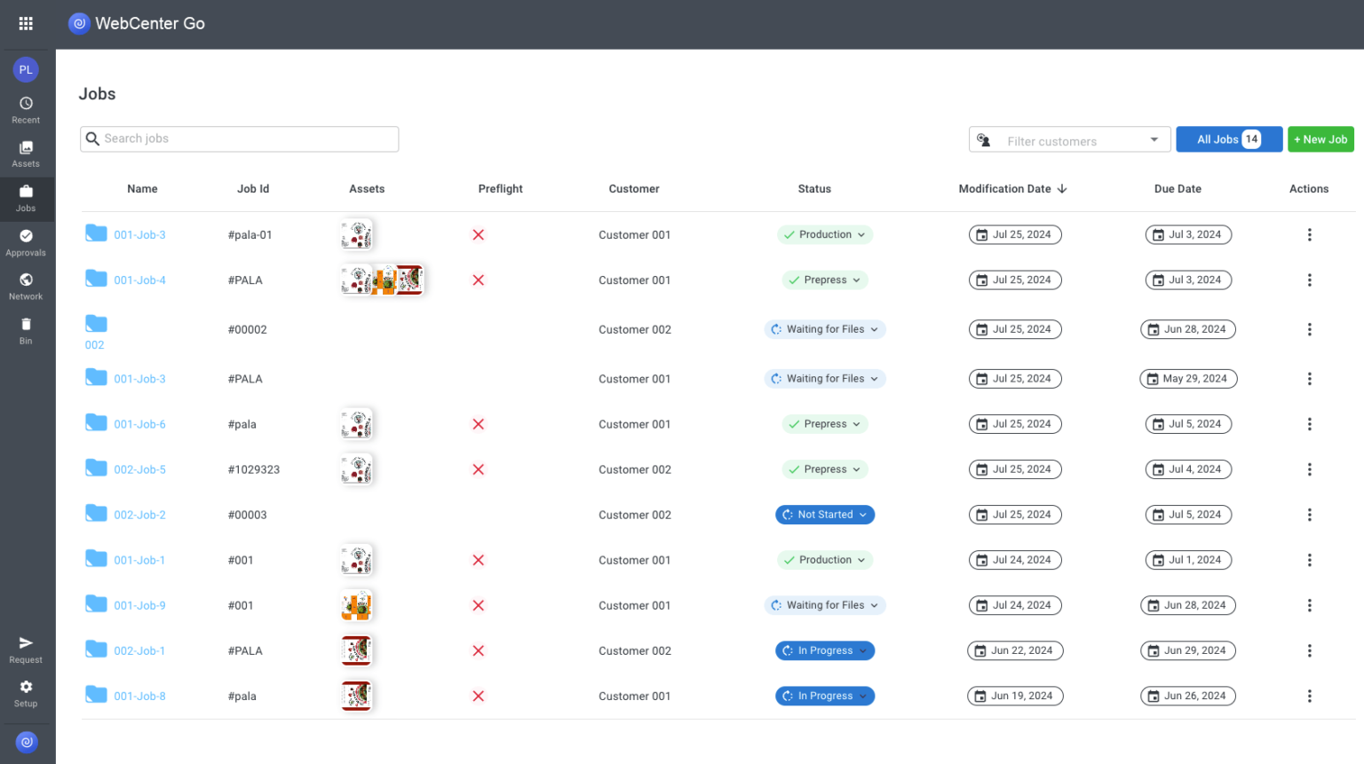 Screenshot of Job Onboarding Lists